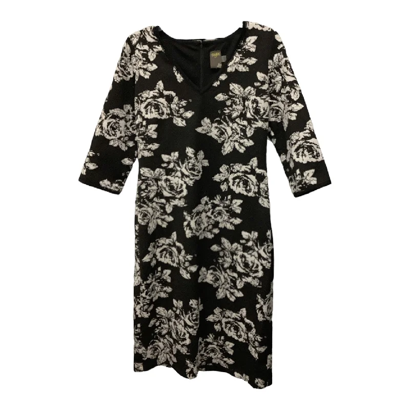 Black & White Dress Party Midi Taylor, Size 10 Cozy Knit Midi Dress