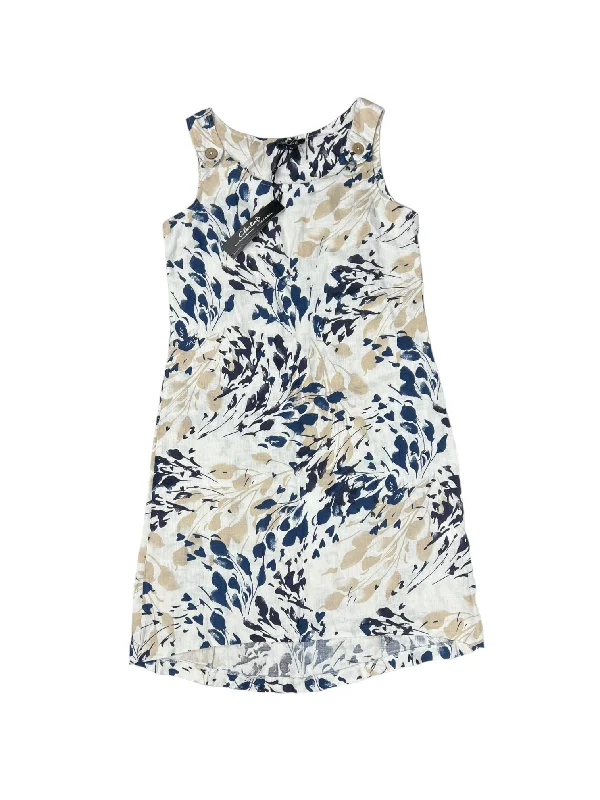 Blue & Cream Dress Casual Midi Charlie B, Size Xs Comfortable Denim Midi Dress