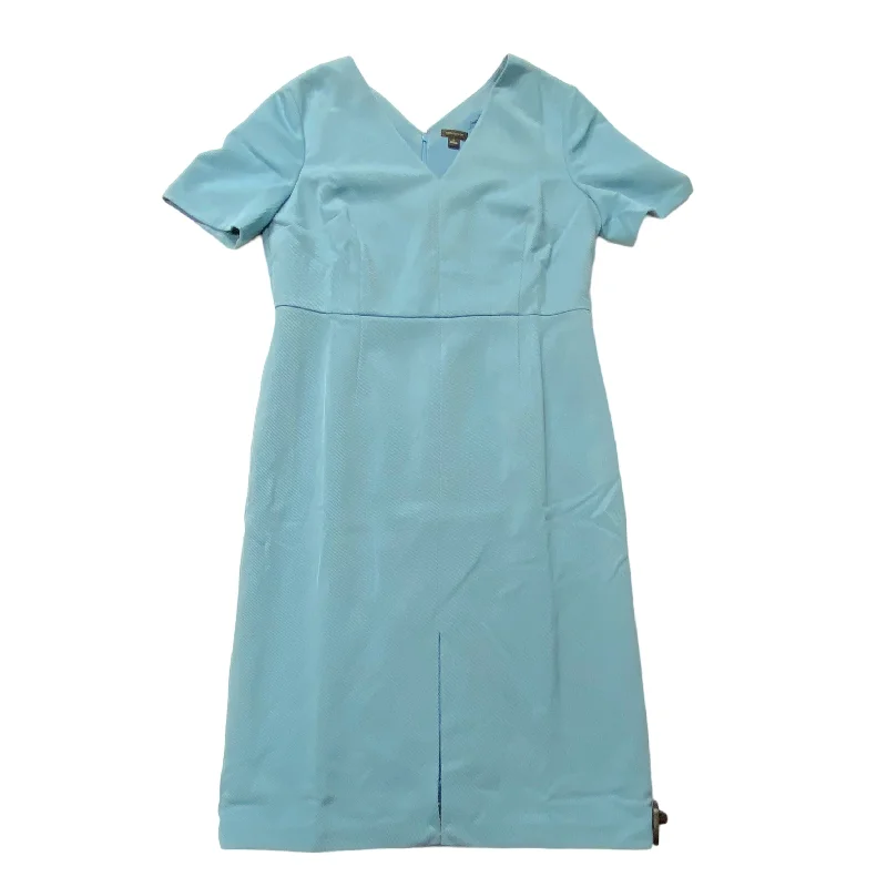 Blue Dress Casual Midi Ann Taylor, Size 12 Trendy Smocked Waist Midi Dress