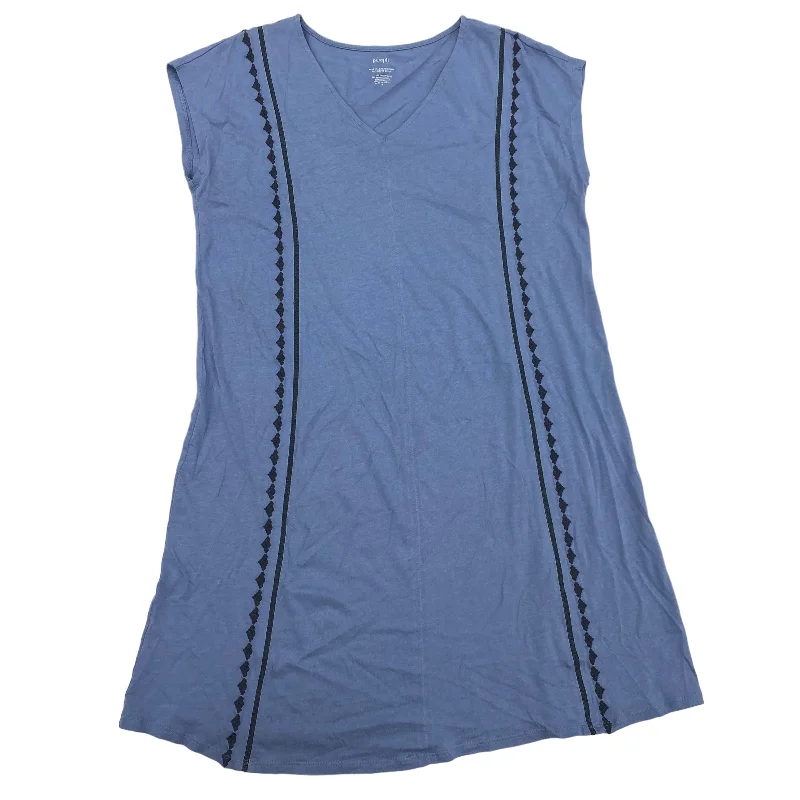 BLUE DRESS CASUAL MIDI by PURE JILL Size:M Stylish Button-Down Midi Dress