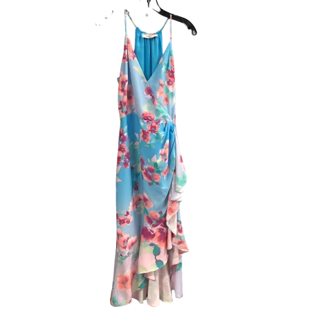 Blue Dress Casual Midi Cmb, Size M Chic Lace Detail Midi Dress
