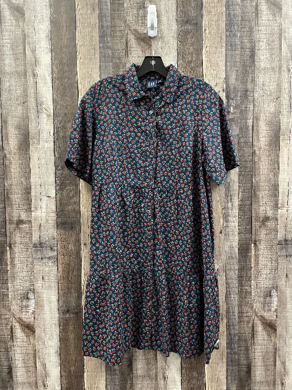 Blue Dress Casual Midi Gap, Size S Trendy Smocked Detail Midi Dress