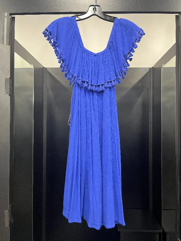 Blue Dress Casual Midi Mittoshop, Size S Fashionable Fitted Midi Dress