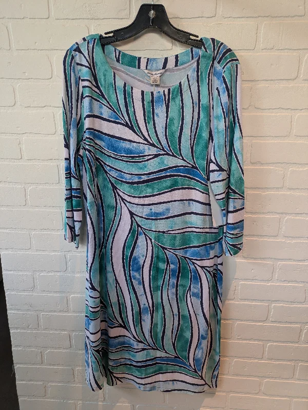 Blue & Green Dress Casual Midi Tommy Bahama, Size L Comfortable Casual Midi Dress