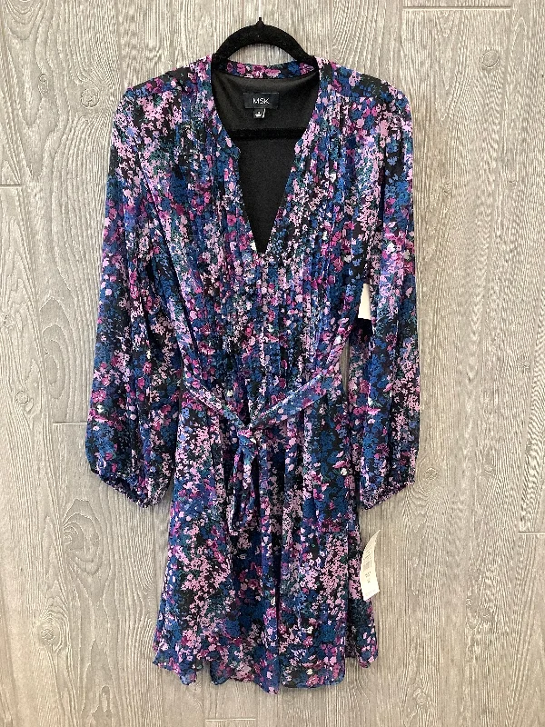 Blue & Purple Dress Casual Midi Msk, Size 18 Trendy Off-Shoulder Ruffle Midi Dress