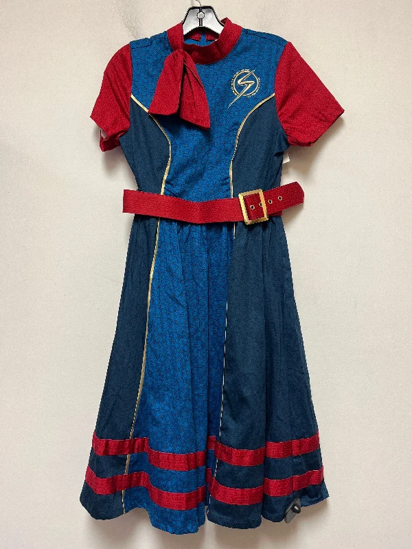 Blue & Red Dress Casual Midi Walt Disney, Size S Stylish Vintage Midi Dress