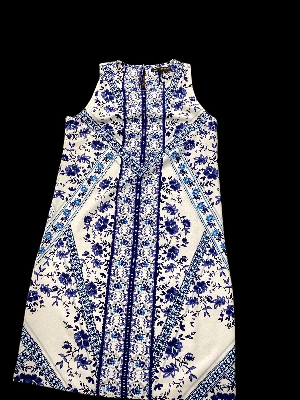 Blue & White Dress Casual Midi Banana Republic, Size 2 Elegant Satin Button Midi Dress