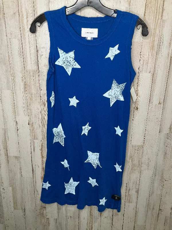 Blue & White Dress Casual Midi Current Elliott, Size 0 Stylish Vintage Midi Dress