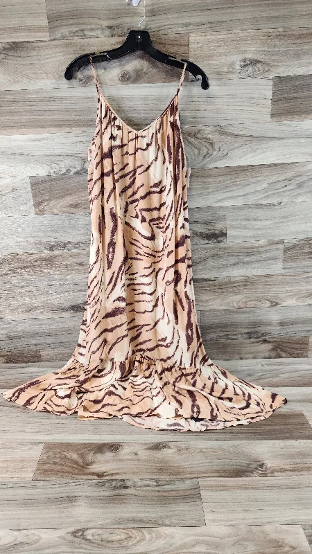 Brown & Cream Dress Casual Midi Rails, Size M Comfortable Lace-Up Midi Dress