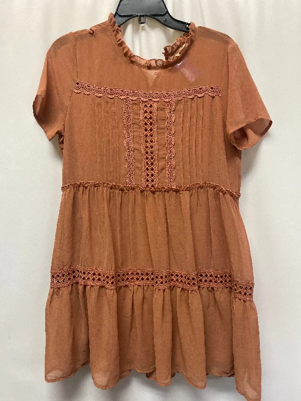 Brown Dress Casual Midi Entro, Size M Comfortable Floral Print Midi Dress