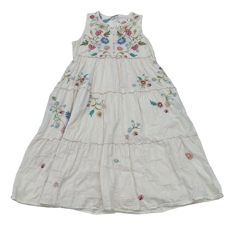 CREAM JOHNNY WAS DRESS CASUAL MIDI, Size L Elegant Sleeveless Midi Dress