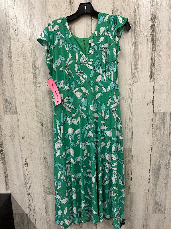 Green Dress Casual Midi London Times, Size Xl Comfortable Short Sleeve Midi Dress