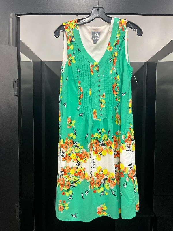 Green Dress Casual Midi Rabbit, Size M Comfortable Fit-and-Flare Midi Dress