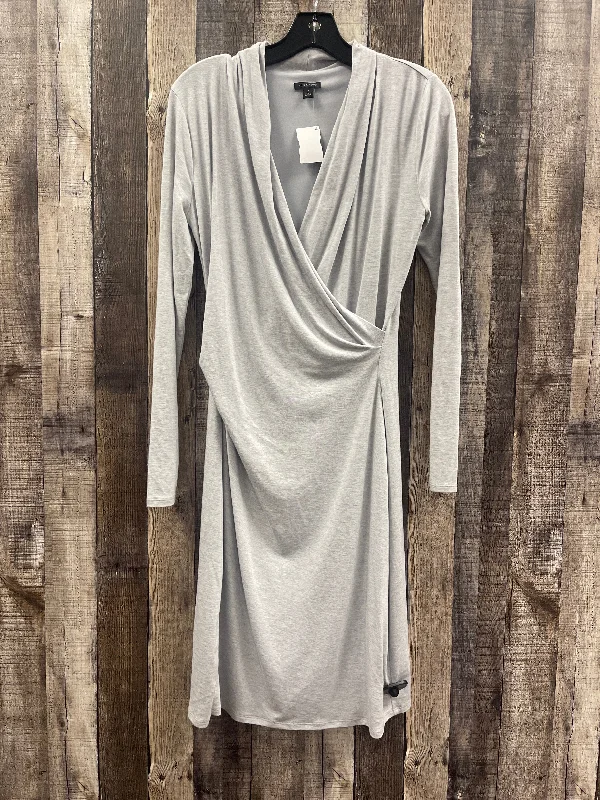 Grey Dress Casual Midi Ann Taylor, Size S Stylish Tiered Midi Dress