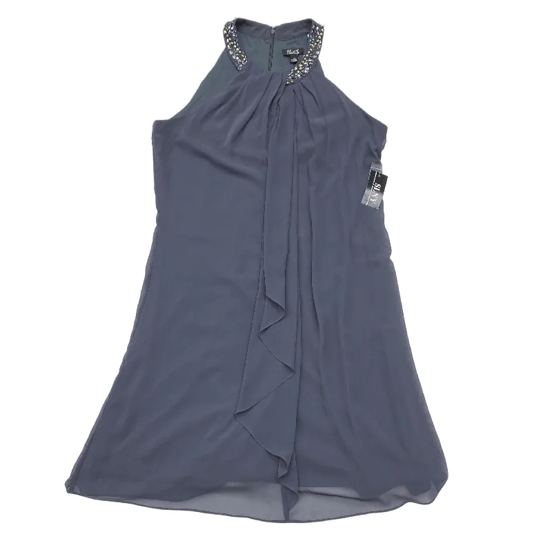 Grey Dress Party Midi SLNY, Size Large Stylish Satin Midi Dress