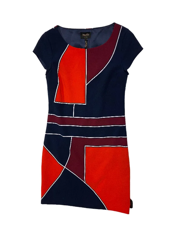 Multi-colored Dress Party Midi Laundry, Size 2 Trendy Tiered Hem Midi Dress