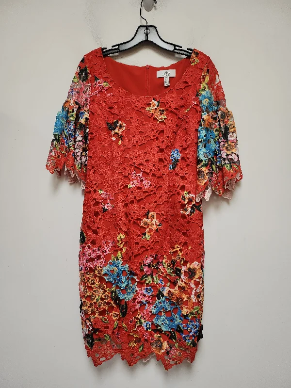 Orange Dress Casual Midi Badgley Mischka, Size 4 Comfortable Casual Midi Dress