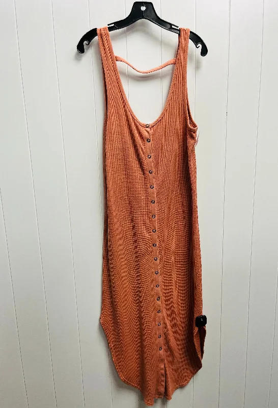 Orange Dress Casual Midi Daily Practice By Anthropologie, Size S Elegant Pleated Detail Midi Dress