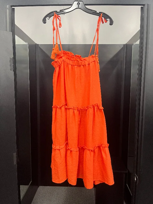 Orange Dress Casual Midi David And dani, Size S Elegant Satin Midi Dress