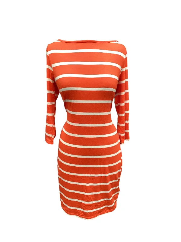 Orange Dress Casual Midi Fashion To Figure, Size Xl Fashionable Chiffon Midi Dress
