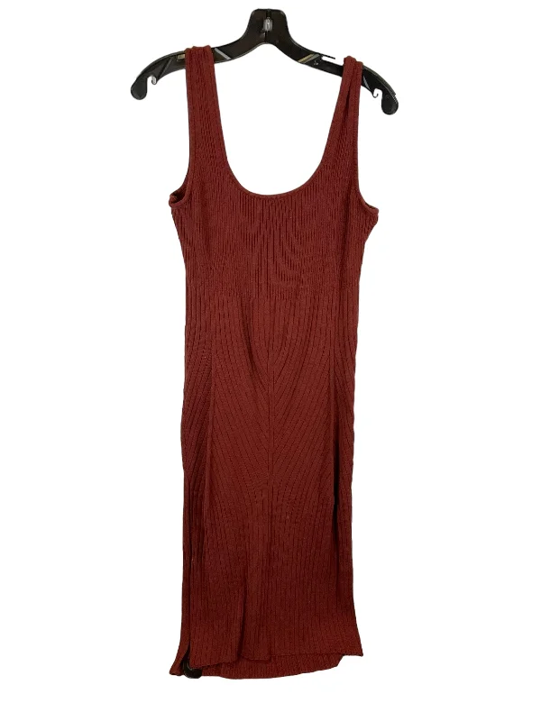 Orange Dress Casual Midi Maeve, Size M Trendy Ruffled Sleeve Midi Dress