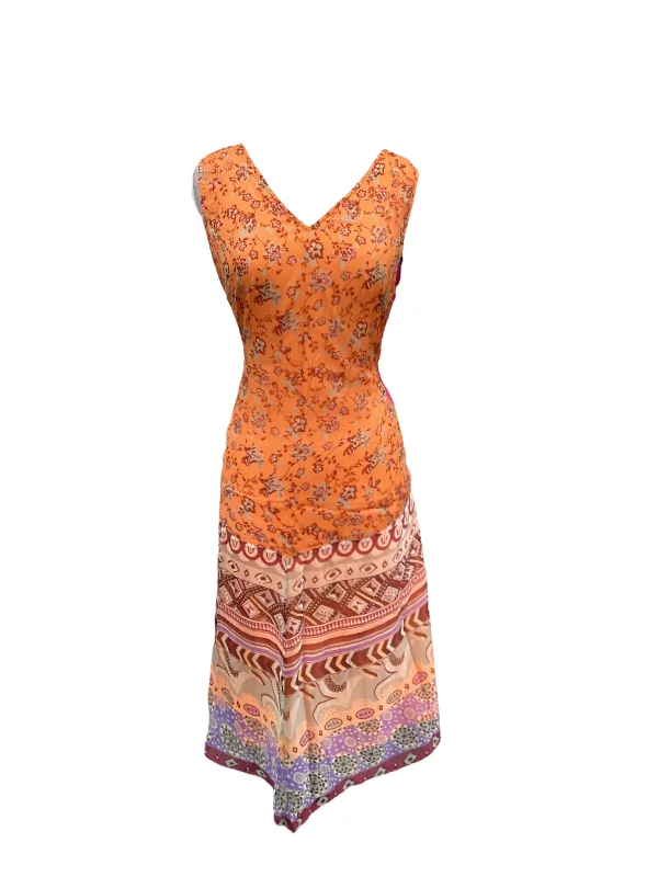 Orange Dress Casual Midi Sundance, Size Xl Stylish Cold Shoulder Midi Dress