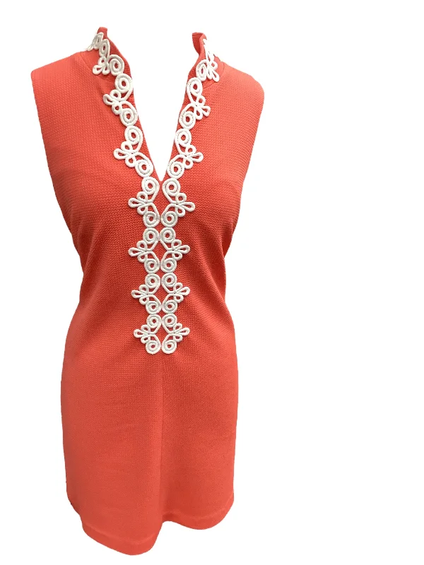 Orange Dress Casual Midi Vince Camuto, Size 8 Trendy Smocked Detail Midi Dress