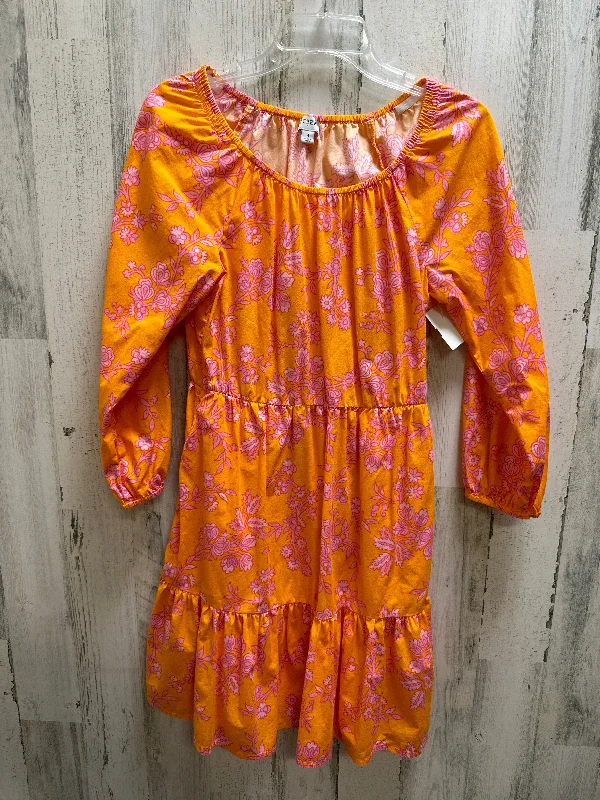 Orange & Pink Dress Casual Midi J. Crew, Size S Cozy A-Line Midi Dress