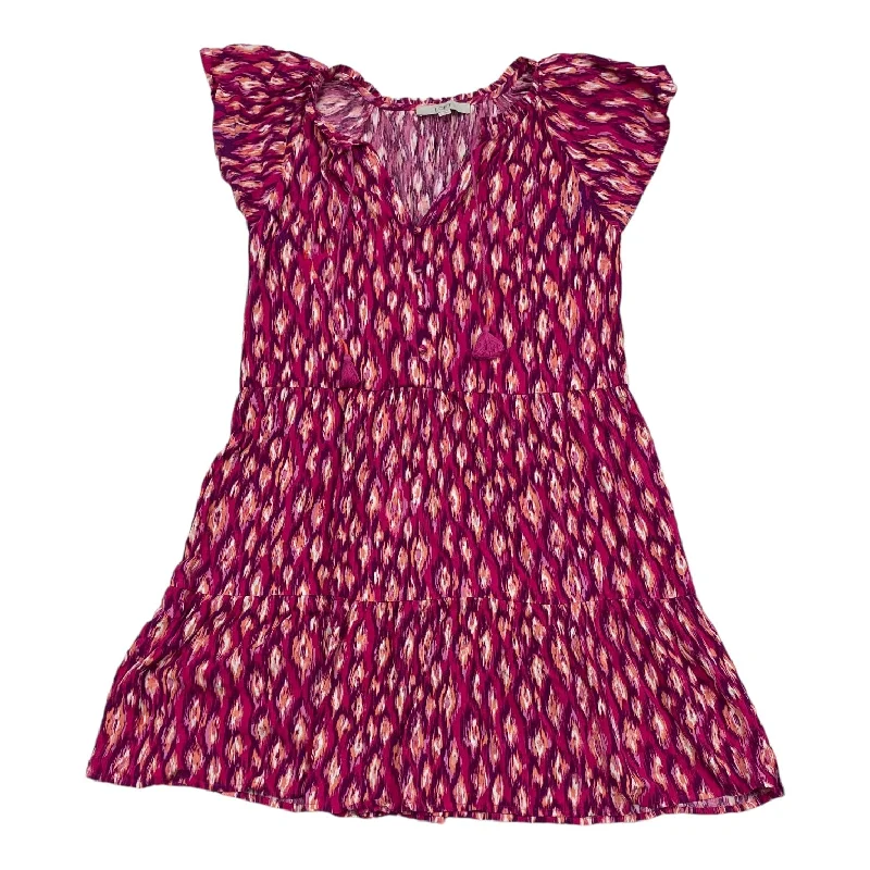 Orange & Pink Dress Casual Midi Loft, Size S Fashionable High-Neck Midi Dress