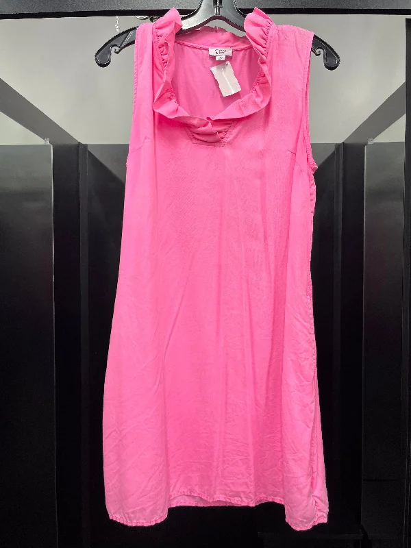 Pink Dress Casual Midi Crown And Ivy, Size S Fashionable Sheer Sleeve Midi Dress