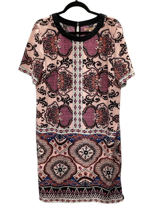 Pink Dress Casual Midi Gibson And Latimer, Size L Trendy Fit-and-Flare Midi Dress