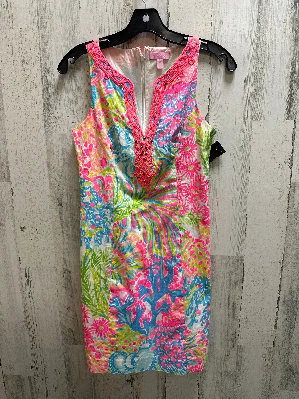 Pink Dress Casual Midi Lilly Pulitzer, Size 0 Elegant Puff Sleeve Midi Dress