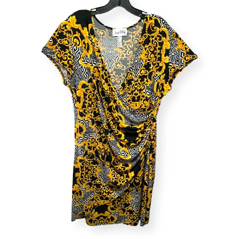 Pink & Yellow Dress Casual Midi Chicos, Size 16 Comfortable Geometric Print Midi Dress