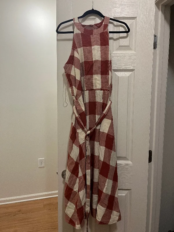 Plaid Dress Casual Midi Cato NWT, Size L Stylish Tiered Midi Dress