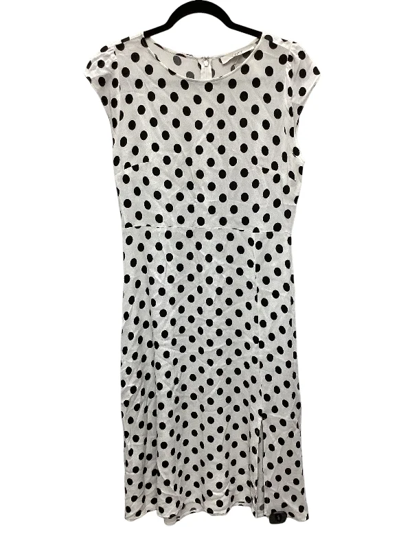 Polkadot Pattern Dress Casual Midi Loft, Size 6 Elegant Puff Sleeve Midi Dress
