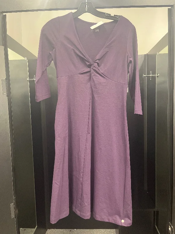 Purple Dress Casual Midi Eddie Bauer, Size Xs Stylish Color Block Midi Dress