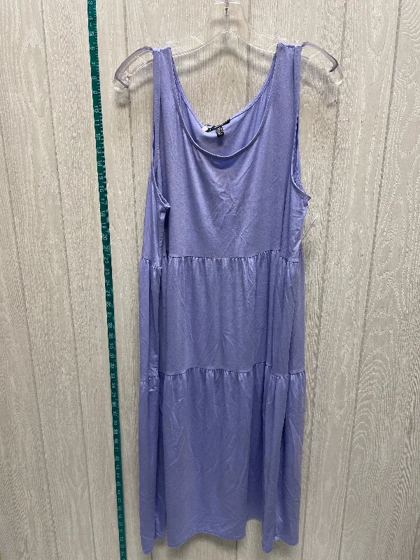 Purple Dress Casual Midi Eileen Fisher, Size Xl Elegant Pleated Detail Midi Dress