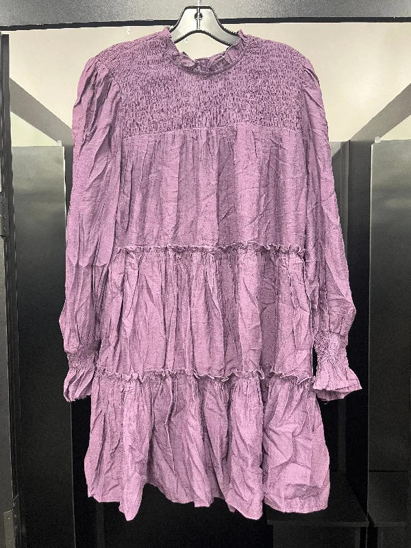 Purple Dress Casual Midi Entro, Size L Cozy Spaghetti Strap Midi Dress