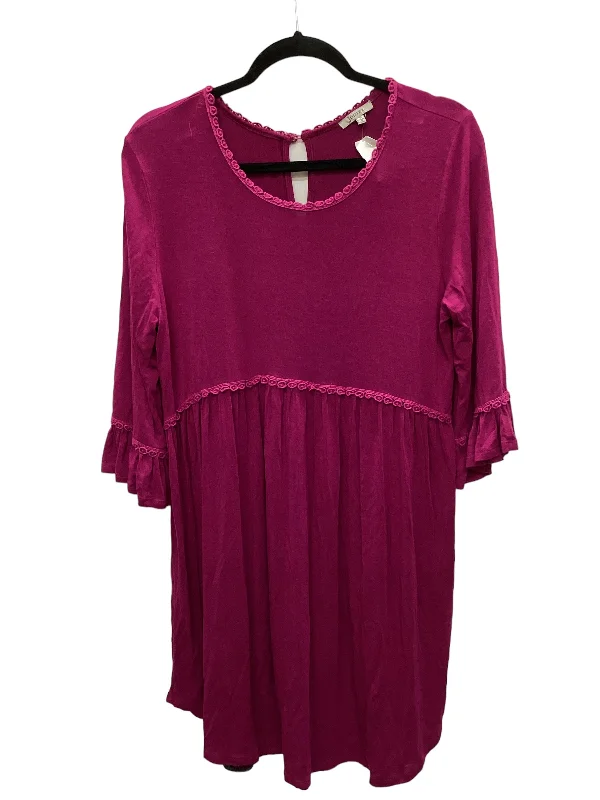 Purple Dress Casual Midi Jodifl, Size S Comfortable Lace-Up Midi Dress