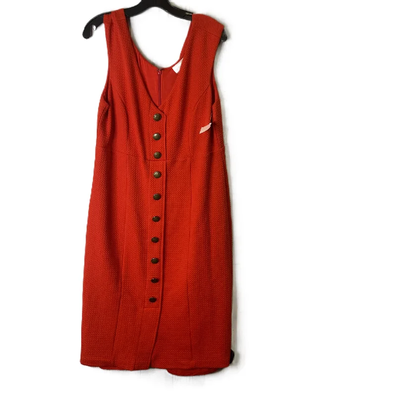 Red Dress Casual Midi By Maeve, Size: Xl Trendy Ruffle Hem Midi Dress