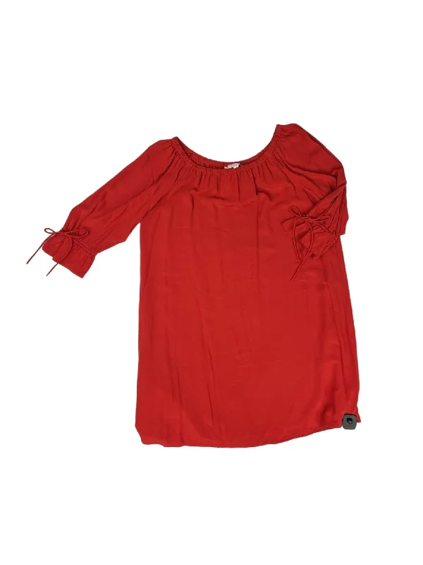 Red Dress Casual Midi Loft, Size M Comfortable Button Front Midi Dress