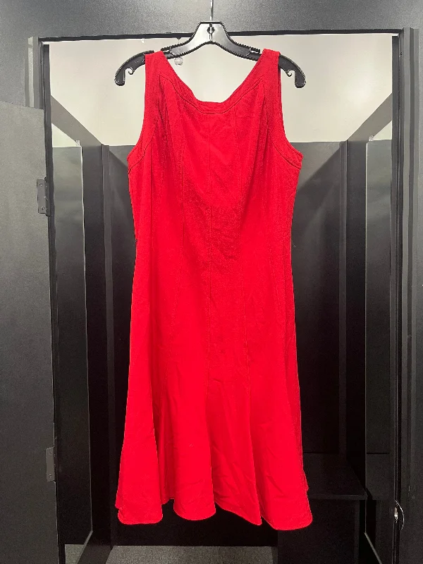 Red Dress Casual Midi Sandra Darren, Size L Fashionable Shift Midi Dress