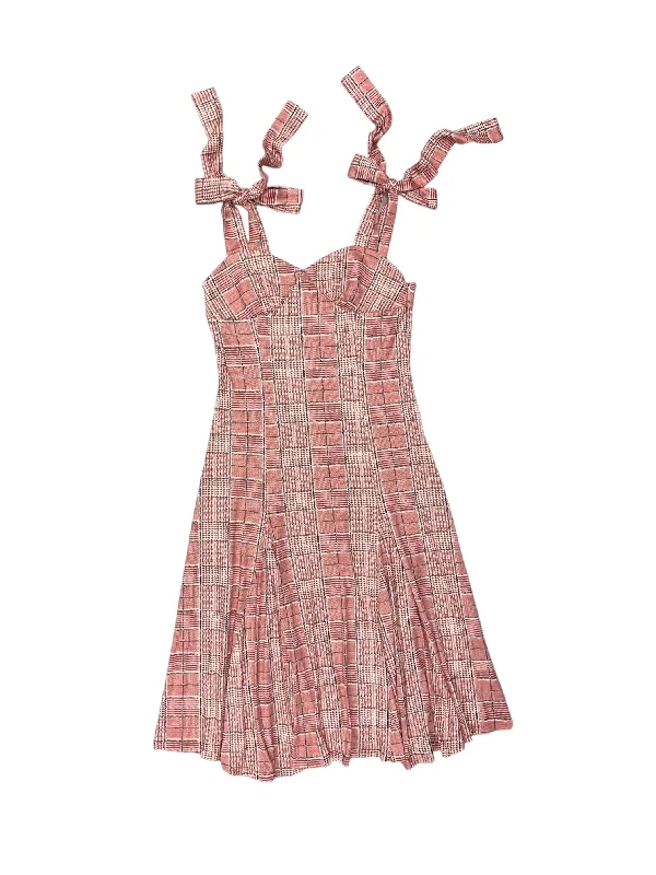 Red & Tan Dress Casual Midi En Saison, Size M Stylish Midi Dress with Cuffs