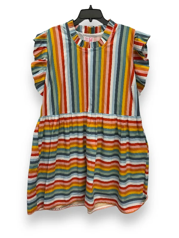 Striped Pattern Dress Casual Midi Cmb, Size Xl Comfortable Casual Midi Dress