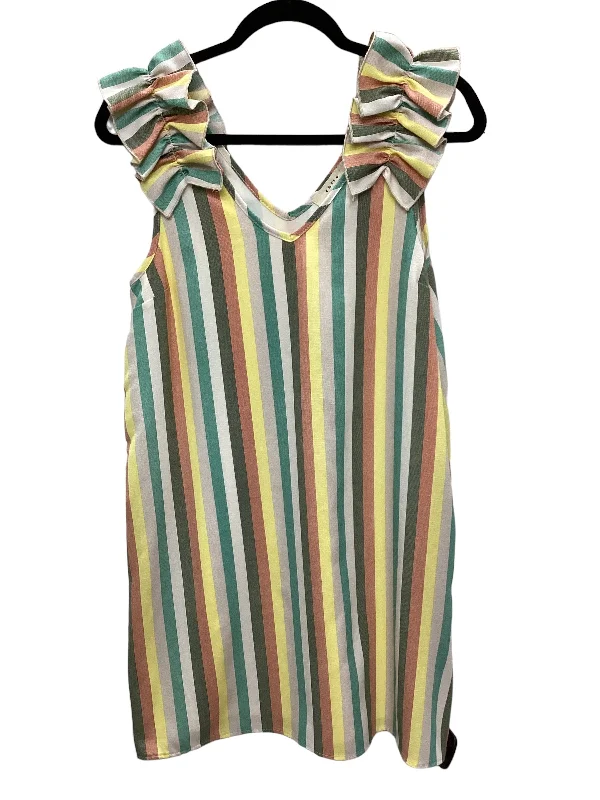 Striped Pattern Dress Casual Midi Entro, Size M Fashionable Wide Leg Midi Dress