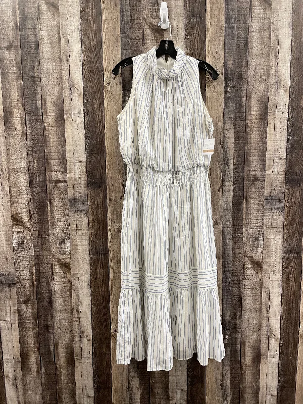 Striped Pattern Dress Casual Midi Just Taylor, Size 12 Cozy Wide Strap Midi Dress