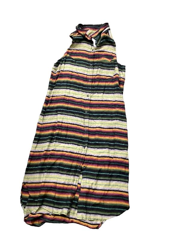 Striped Pattern Dress Casual Midi Kavu, Size S Stylish Silk Midi Dress
