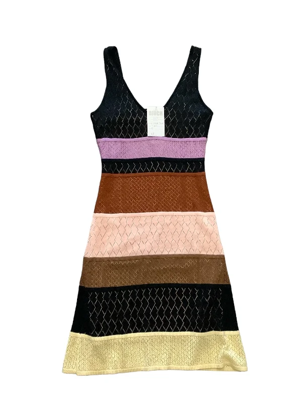 Striped Pattern Dress Party Midi Cmb, Size S Chic Floral Print Midi Dress