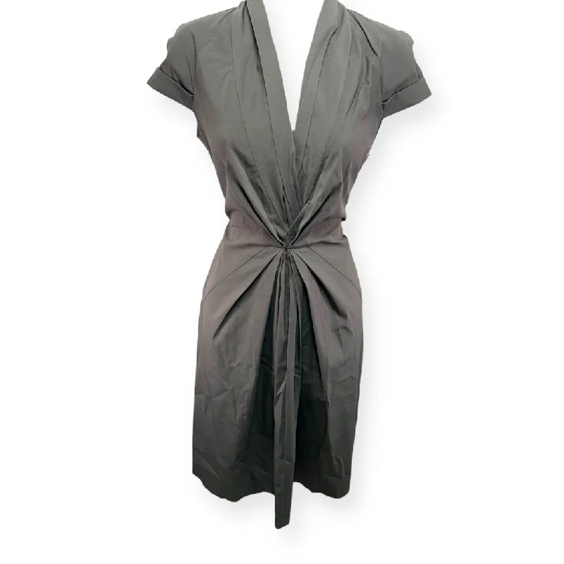 Taupe Dress Casual Midi Hugo Boss, Size 2 Comfortable Ruched Midi Dress