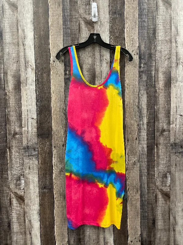 Tie Dye Print Dress Casual Midi Cme, Size L Stylish Cold Shoulder Midi Dress